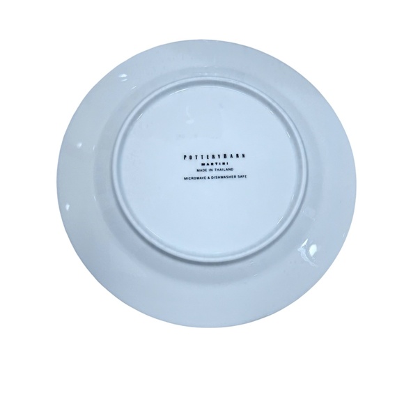 POTTERY BARN MARTINI DESIGN SET OF 4 WHITE COCKTAIL/APPETIZER CERAMIC PLATES - Picture 3 of 10